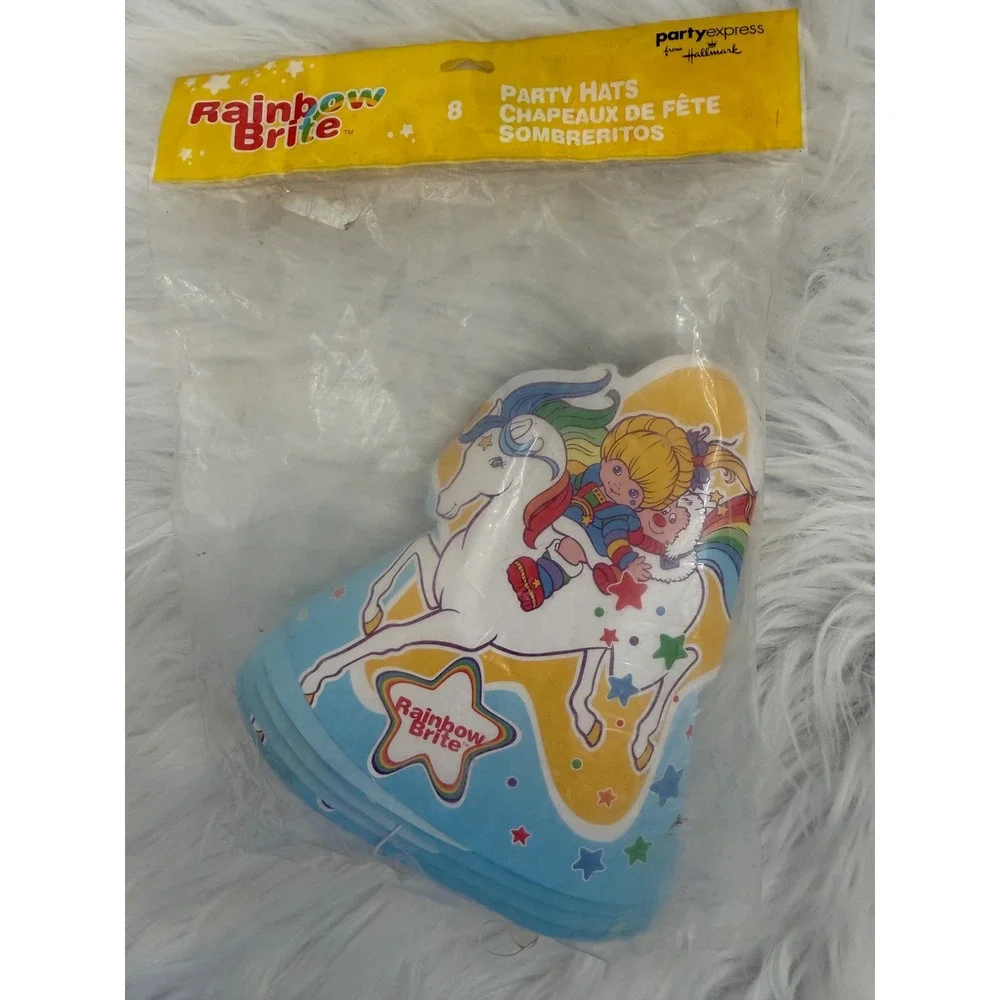 Vintage Rainbow Brite Party Hats 8 Count Hallmark Party Express 1980s Sealed